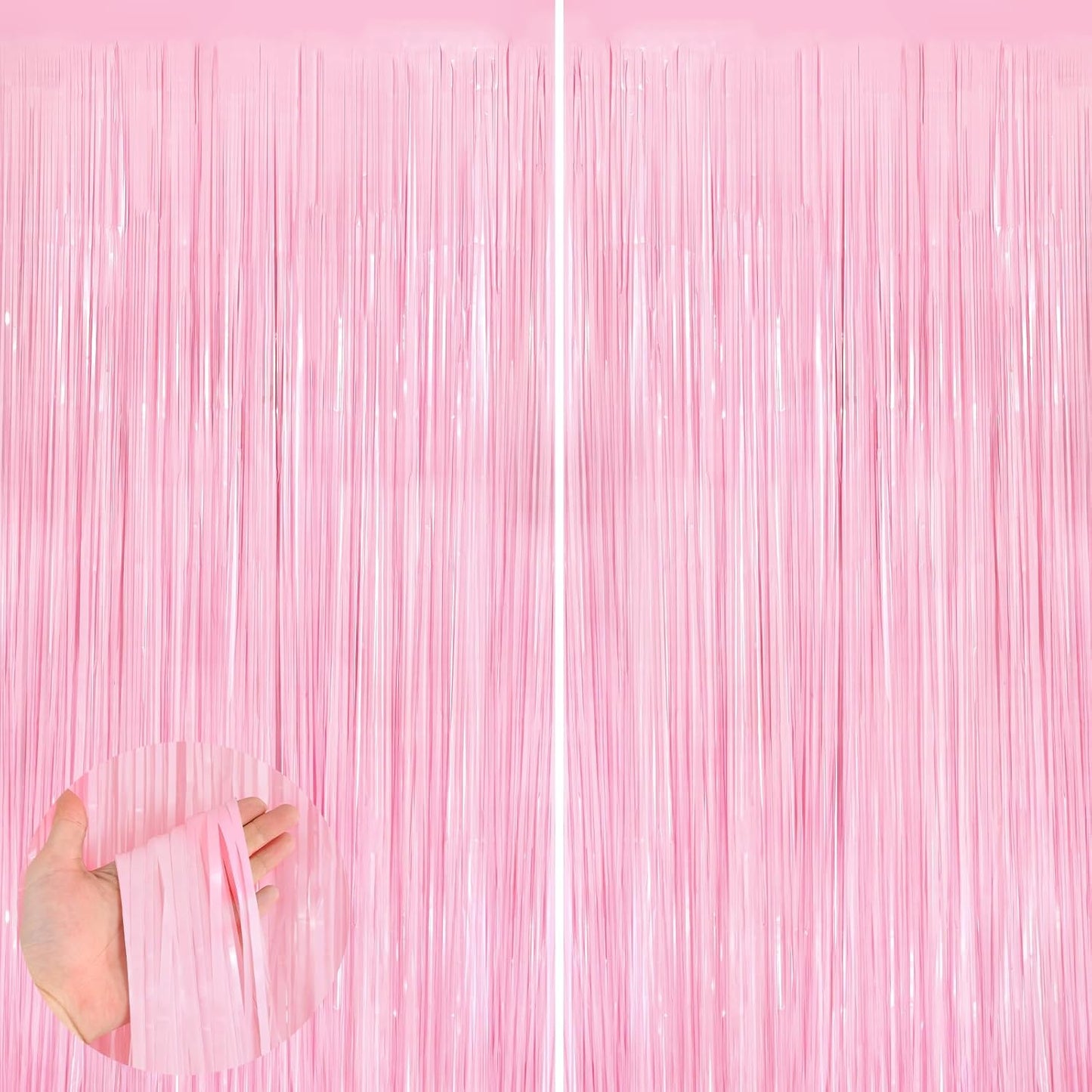 Shimmer Pink Party Fringe Curtains Set