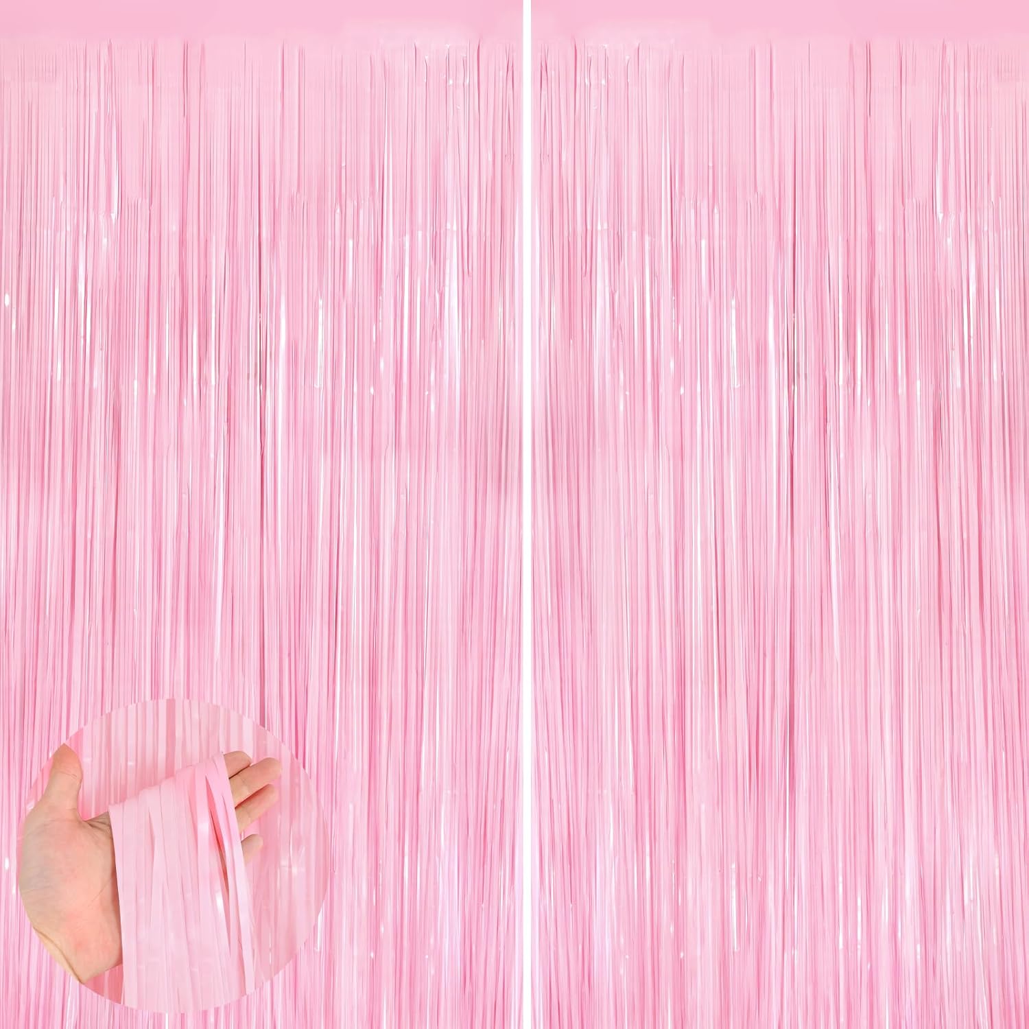 Shimmer Pink Party Fringe Curtains Set