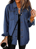 denim jackets for women long sleeve button down shacket - versatile