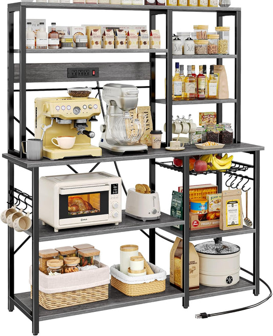 Larger Bakers Rack with Power Outlets and Ample Storage Space
