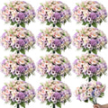 Tigeen 12 Bundles Peonies Artificial Flowers Bouquet - Lifelike Purple