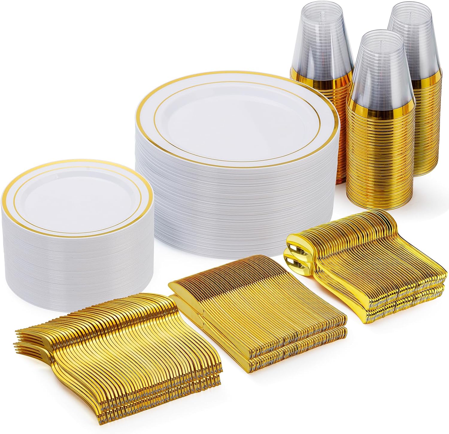 Goodluck 300 Pieces Gold Disposable Plates for Elegant Parties