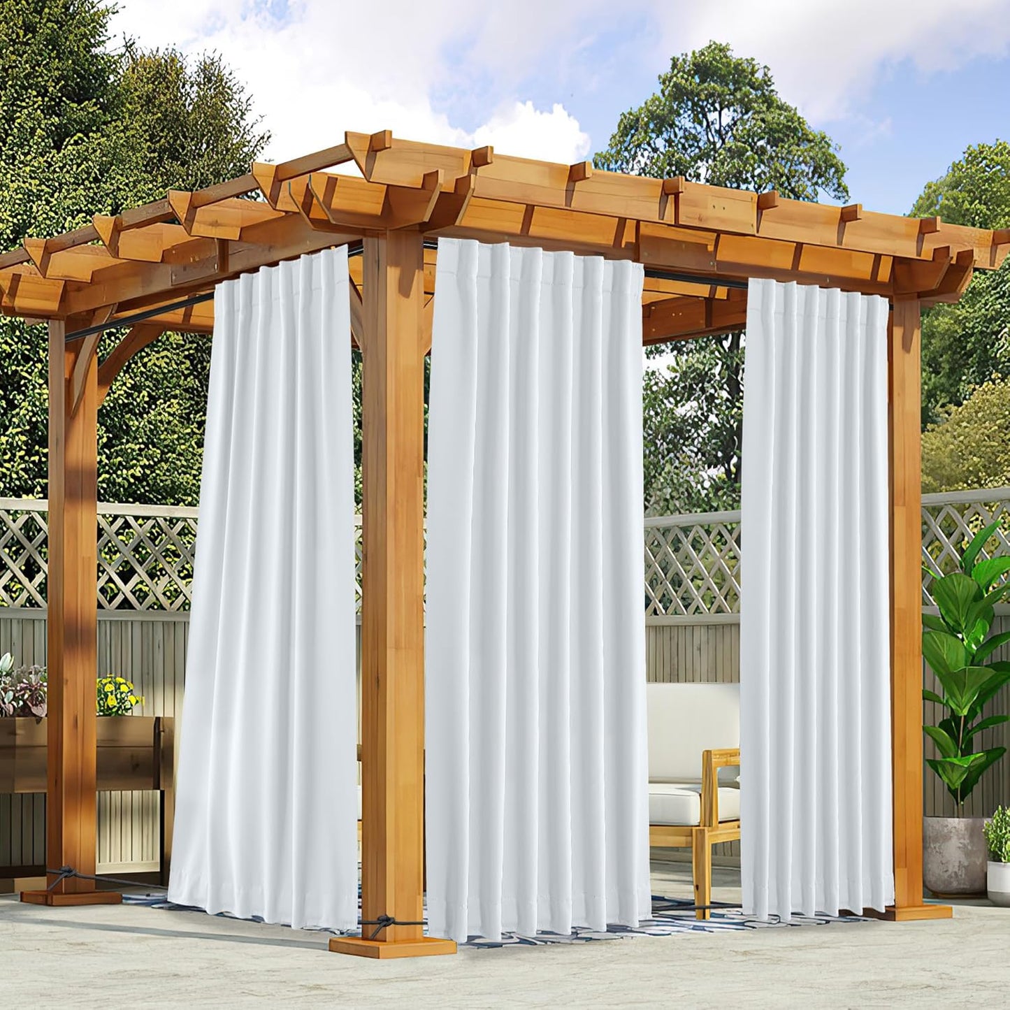 NICETOWN Blackout Outdoor Curtains for Patio Windproof Privacy