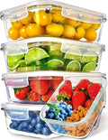 PrepNaturals 5 Pack 36 Oz Glass Meal Prep Containers - Durable Meal