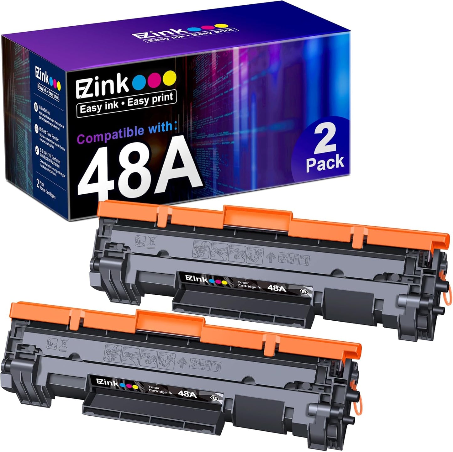 E-Z Ink 48A Compatible Toner Cartridges for HP Printers - 2 Pack
