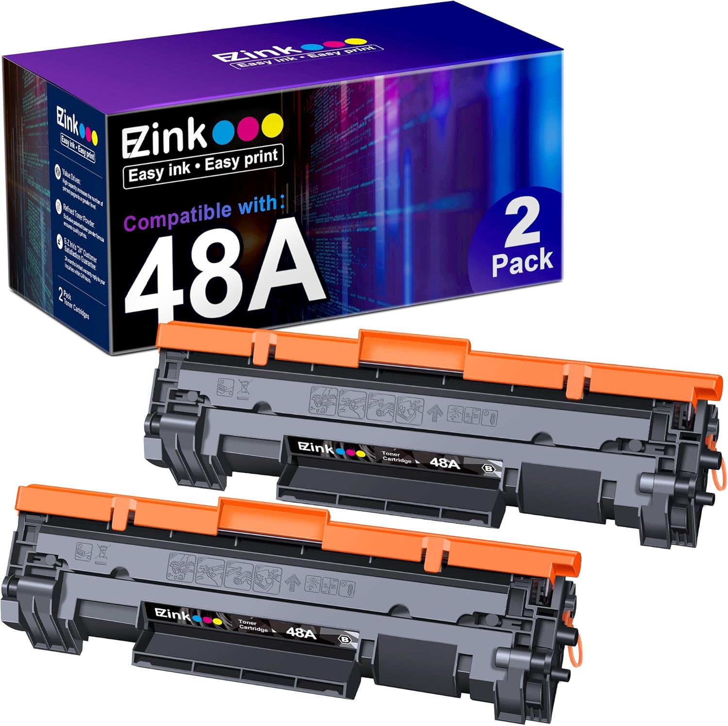E-Z Ink 48A Compatible Toner Cartridges for HP Printers - 2 Pack