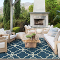 Ashler Blue Outdoor Plastic Straw Rug Waterproof 9x12 - Reversible