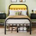Twin Bed Frame with LED Lights and Charging Station - Smart Twin
