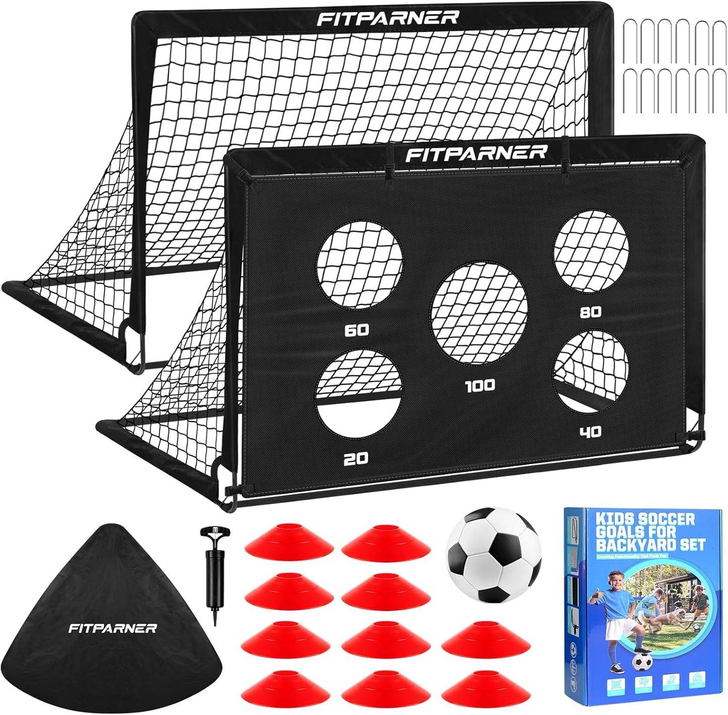 Kids Soccer Goal for Backyard Set - Portable Pop Up Nets