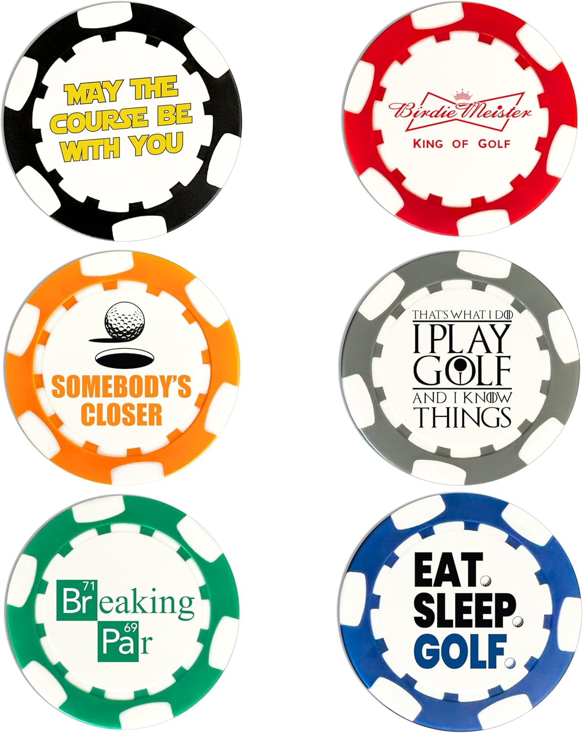 Personalized Golf Ball Marker Poker Chips Set