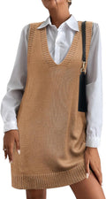 Women's V Neck Sweater Vest in Oversized Fit with Pockets