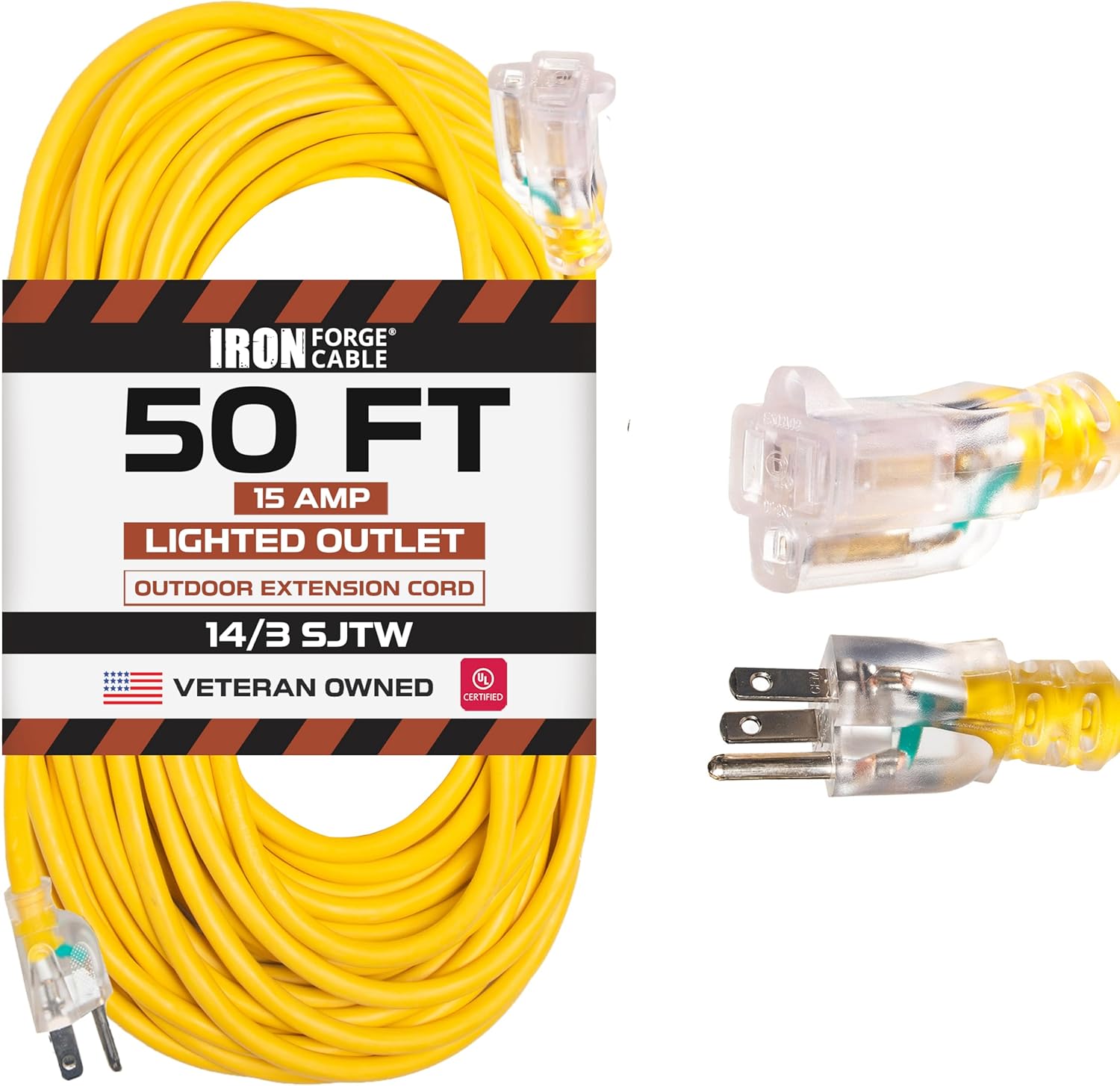 Iron Forge Cable Lighted Outdoor Extension Cord 50 ft Heavy Duty