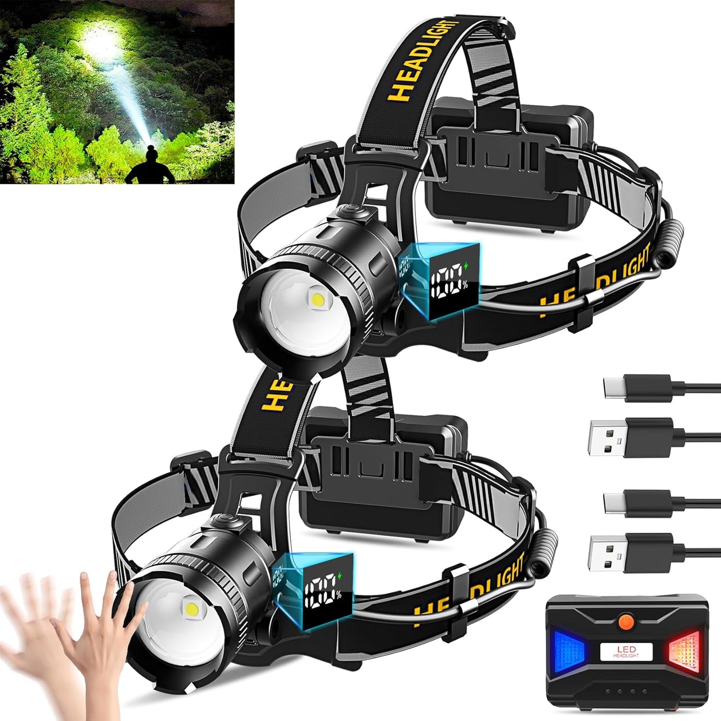 LED Headlamp with Motion Sensor for Bright Outdoor Adventures