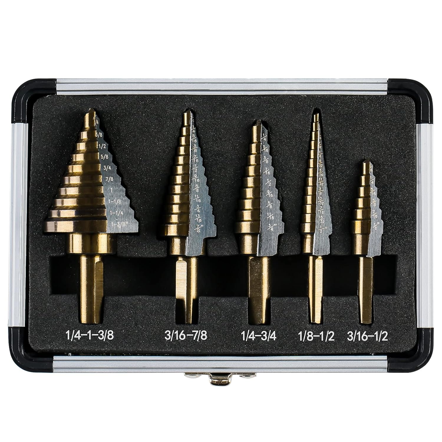 Step Drill Bits Set with 50 Sizes for Metal and More