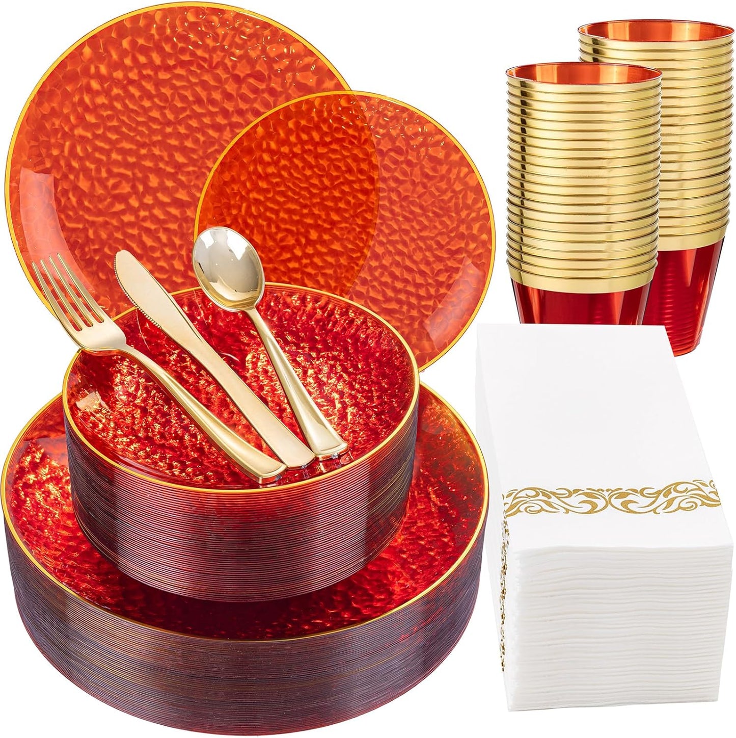 DaYammi 175 Pcs Plastic Dinnerware Set for 25 Guests