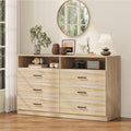 6 Drawer Wood Dresser Double Wide - Spacious Modern Organizer