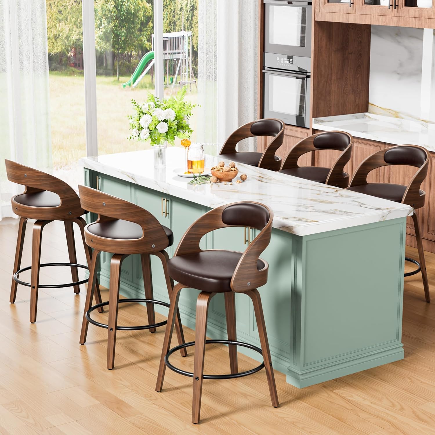 Stylish 26in Swivel Bar Stools Set of 6 for Modern Kitchens