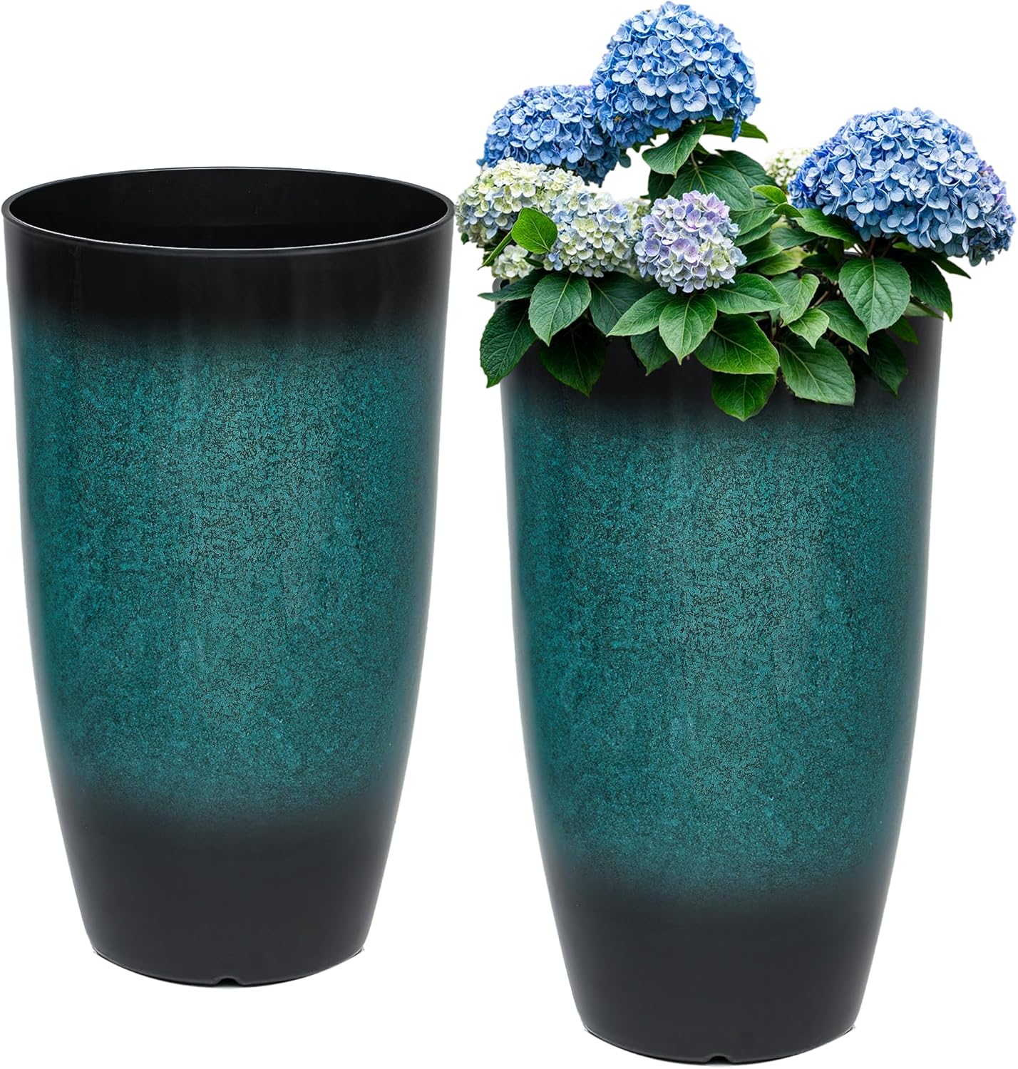 Tall Outdoor Planters Set of 2 Large Flower Pots for Plants