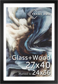 Frame Amo 27x40 Black Solid Wood Poster Frame with White Mat - Gallery