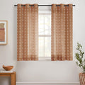 54 Inch Length Sheer Curtains Boho Floral Linen Panels - Light