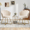 Furnimart Accent Chairs Set of 2 - Velvet Shell Chairs with Gold Legs