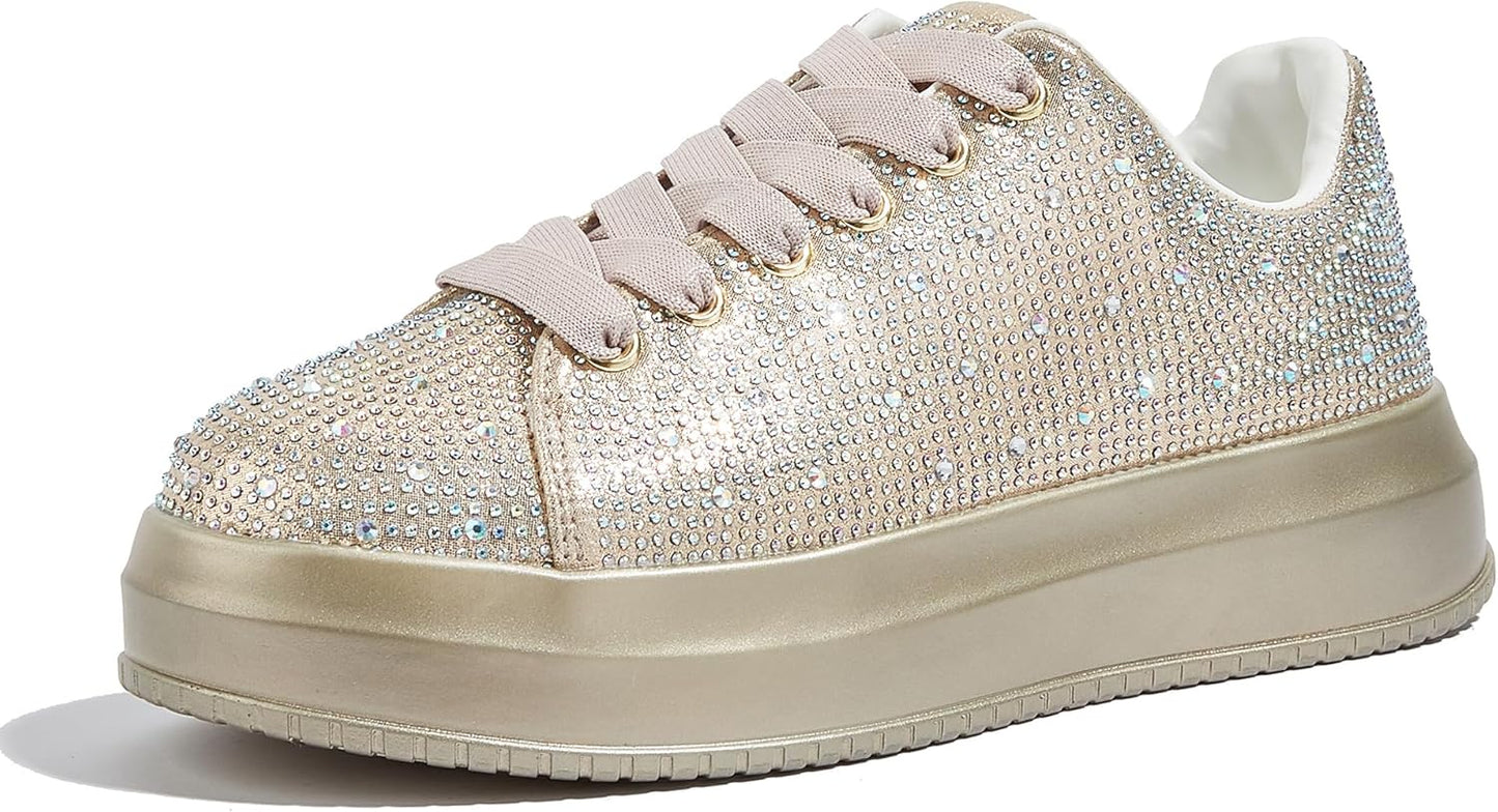 Sparkly Rhinestone Sneakers for Women - Platform Bling Shoes