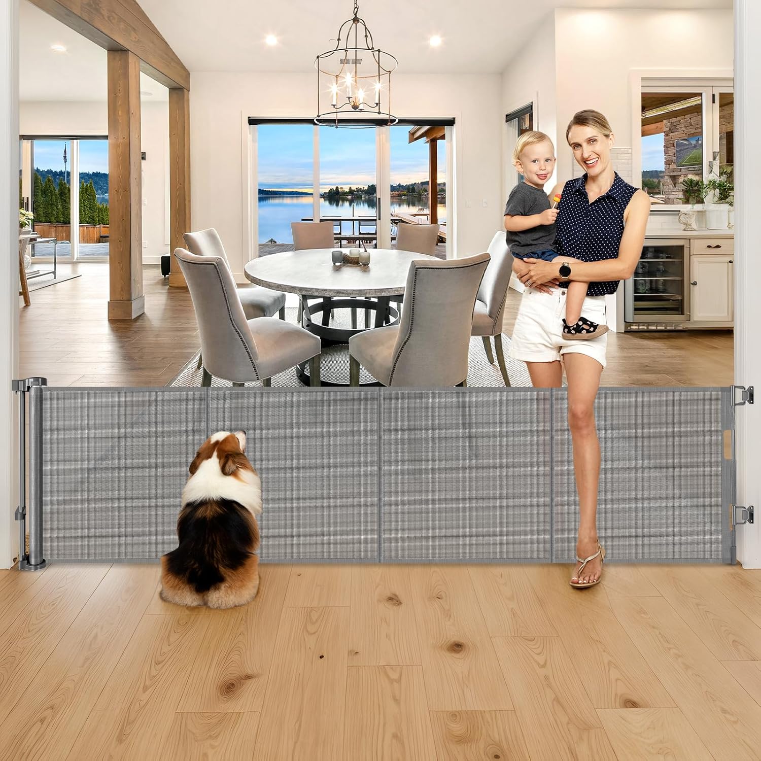 28 Inch Tall Retractable Baby Gate for Pets and Toddlers