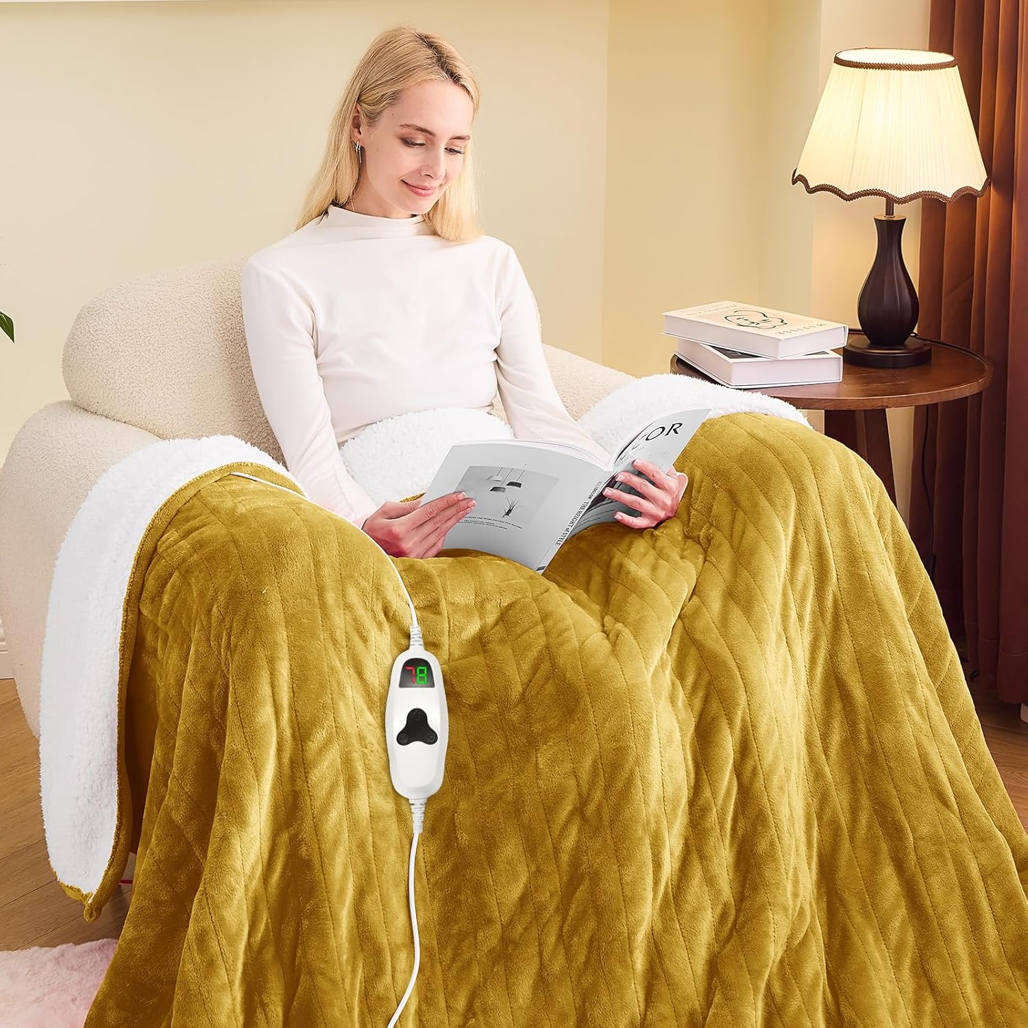 Greenoak Heated Blanket Electric Twin for Cozy Warmth and Safety