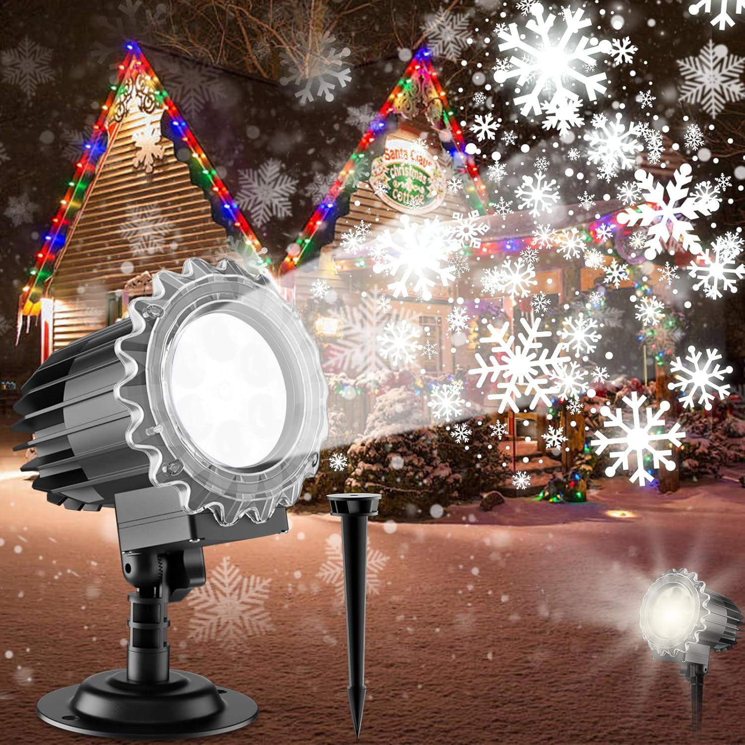 Remote-Controlled Snowflake Projector for Festive Yard Decor