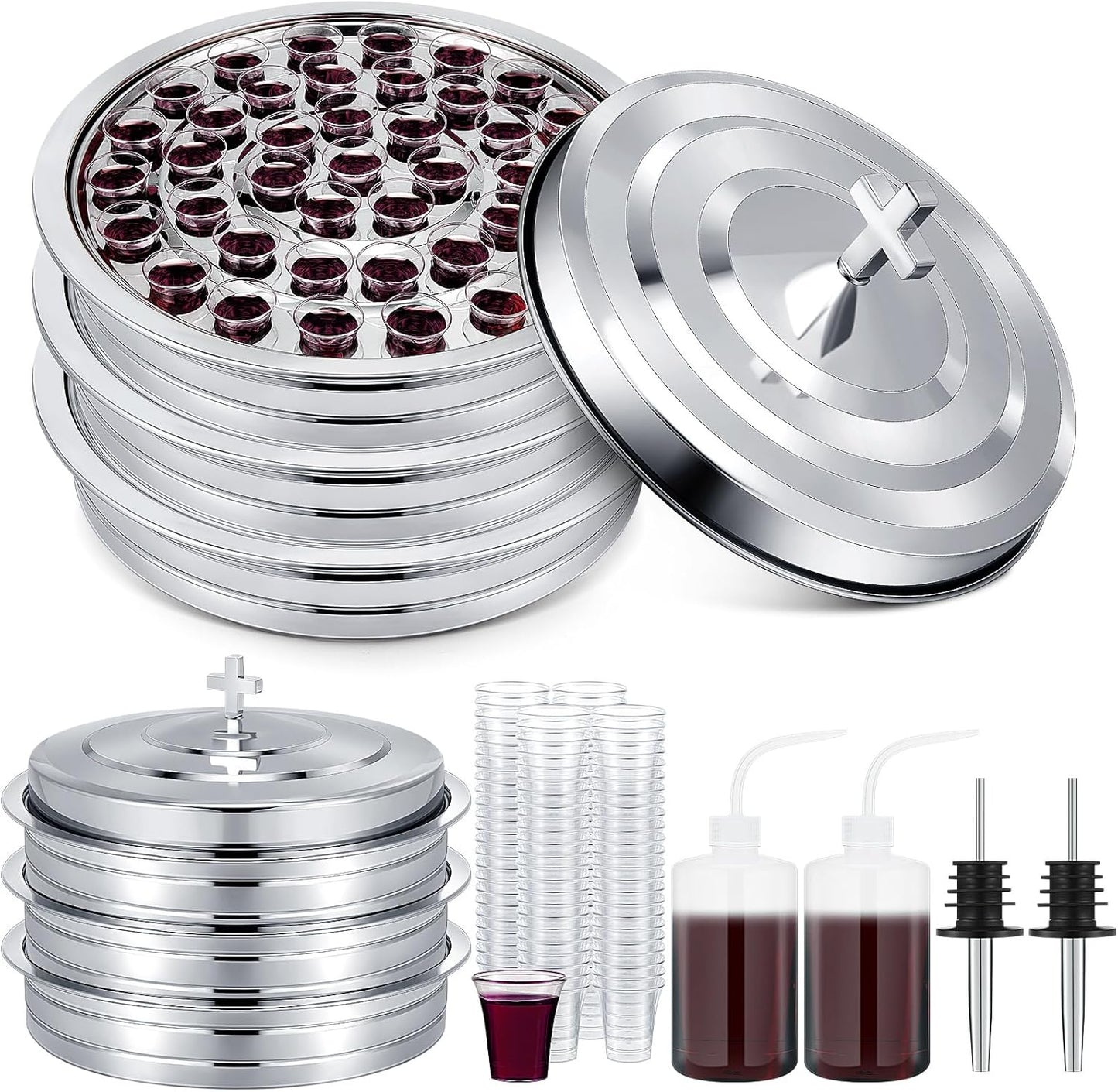 Zhehao Holy Communion Trays Set with Lids and Disposable Cups
