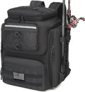 Fishing Backpack 45L Large Tackle Bag Black - Rod Holders & MOLLE