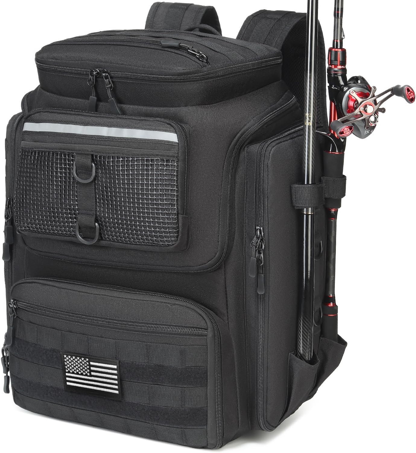 Water-resistant Fishing Backpack with Rod Holders - 45L Capacity