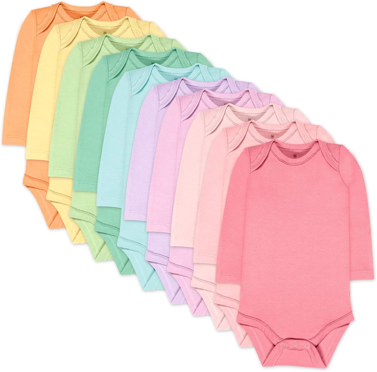 HonestBaby 10-Pack Long Sleeve Bodysuits for Infants Unisex