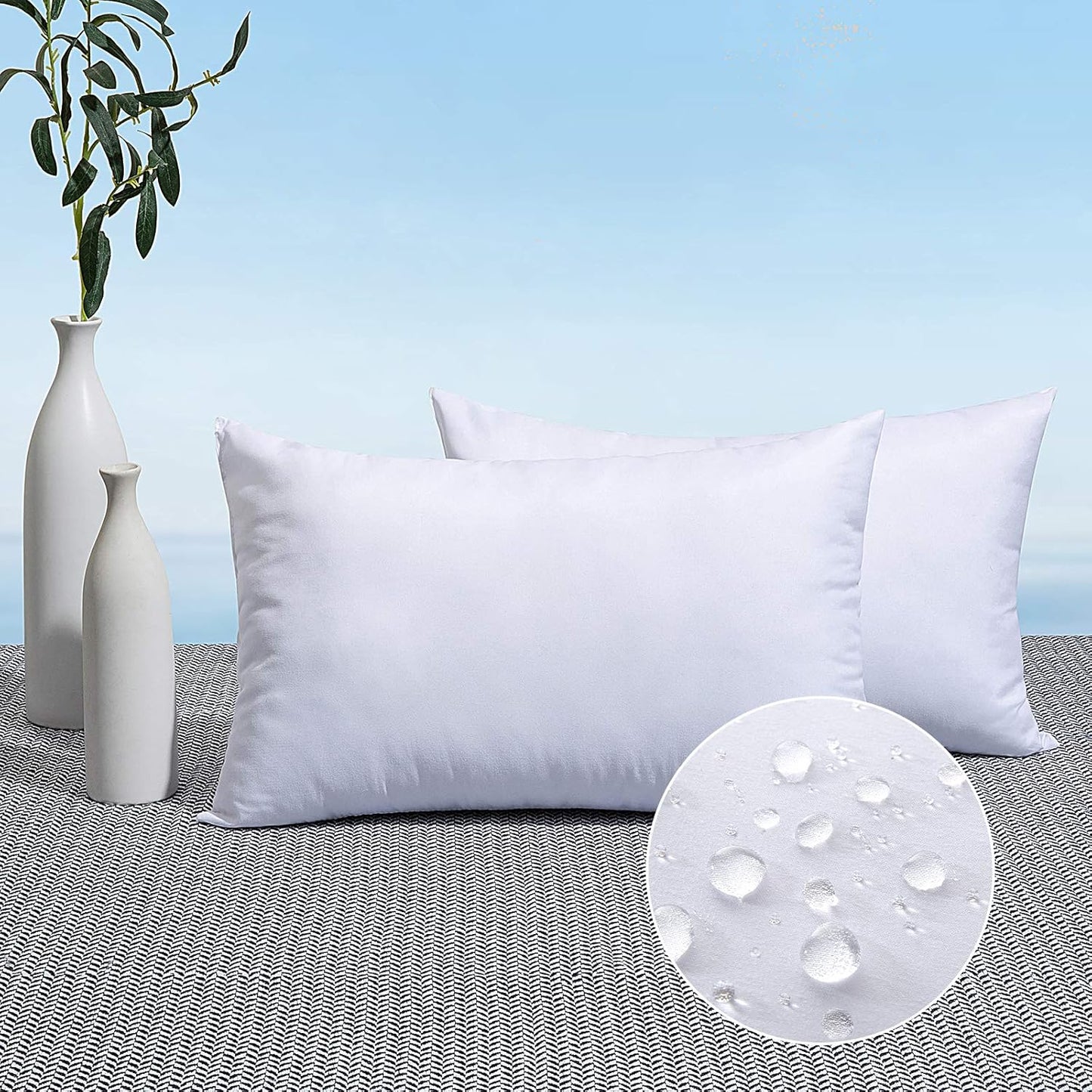 MIULEE Pack of 2 14x22 Outdoor Pillow Inserts for Comfort