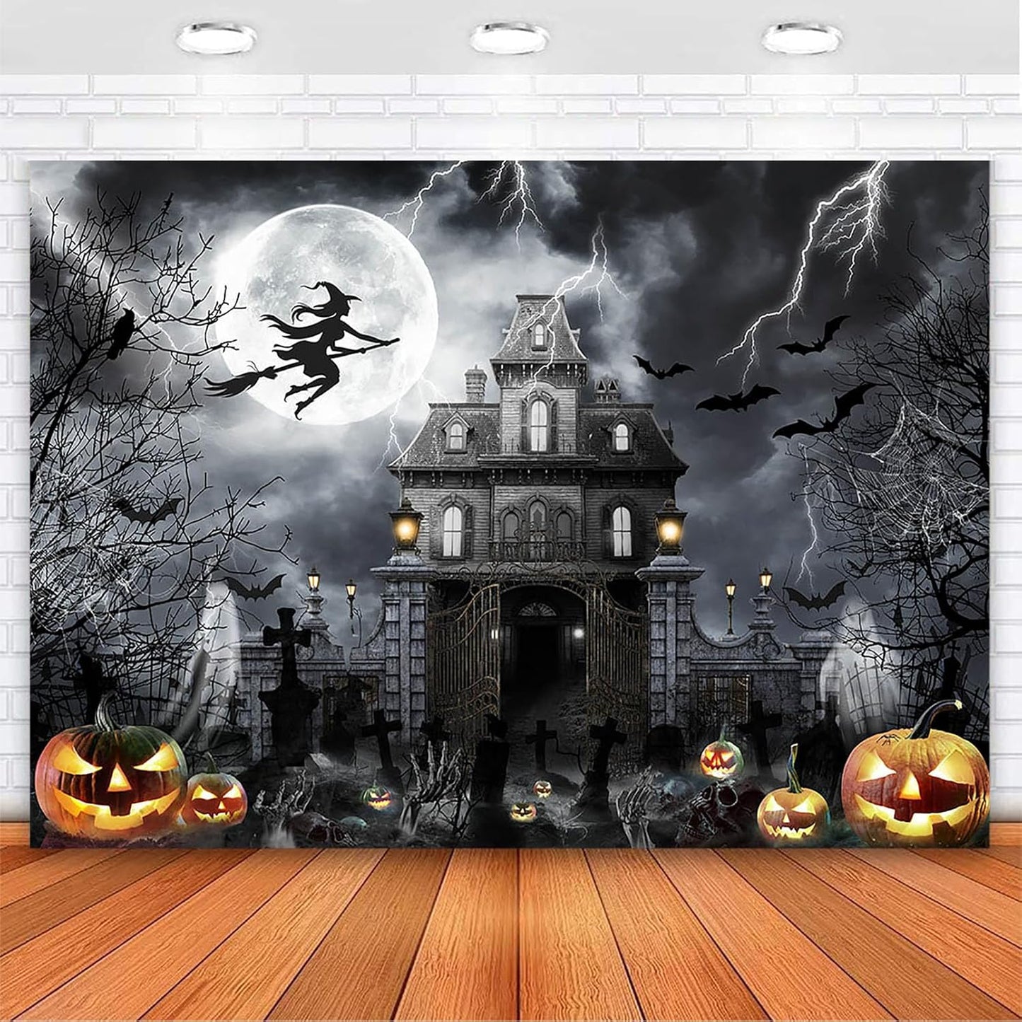 Avezano Halloween Backdrop for Photography with Scary Moon