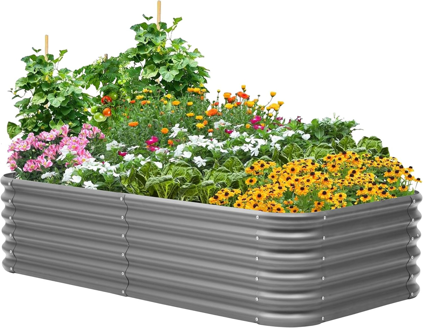 Galvanized Raised Garden Bed for Outdoor Planting and Gardening