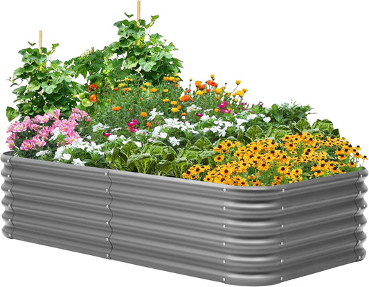 Galvanized Raised Garden Bed for Outdoor Planting and Gardening