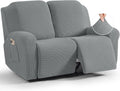 Recliner Loveseat Slipcover 6-Piece Stretch Jacquard - Dusty Grey