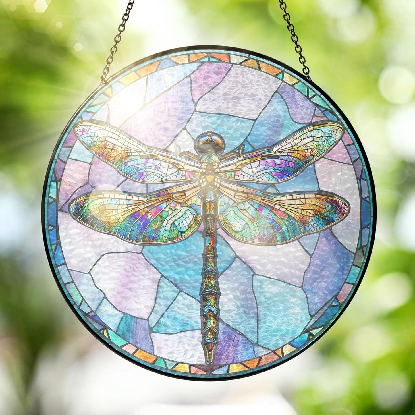Dragonfly Gifts for Women Men - Stained Glass Window Hanging
