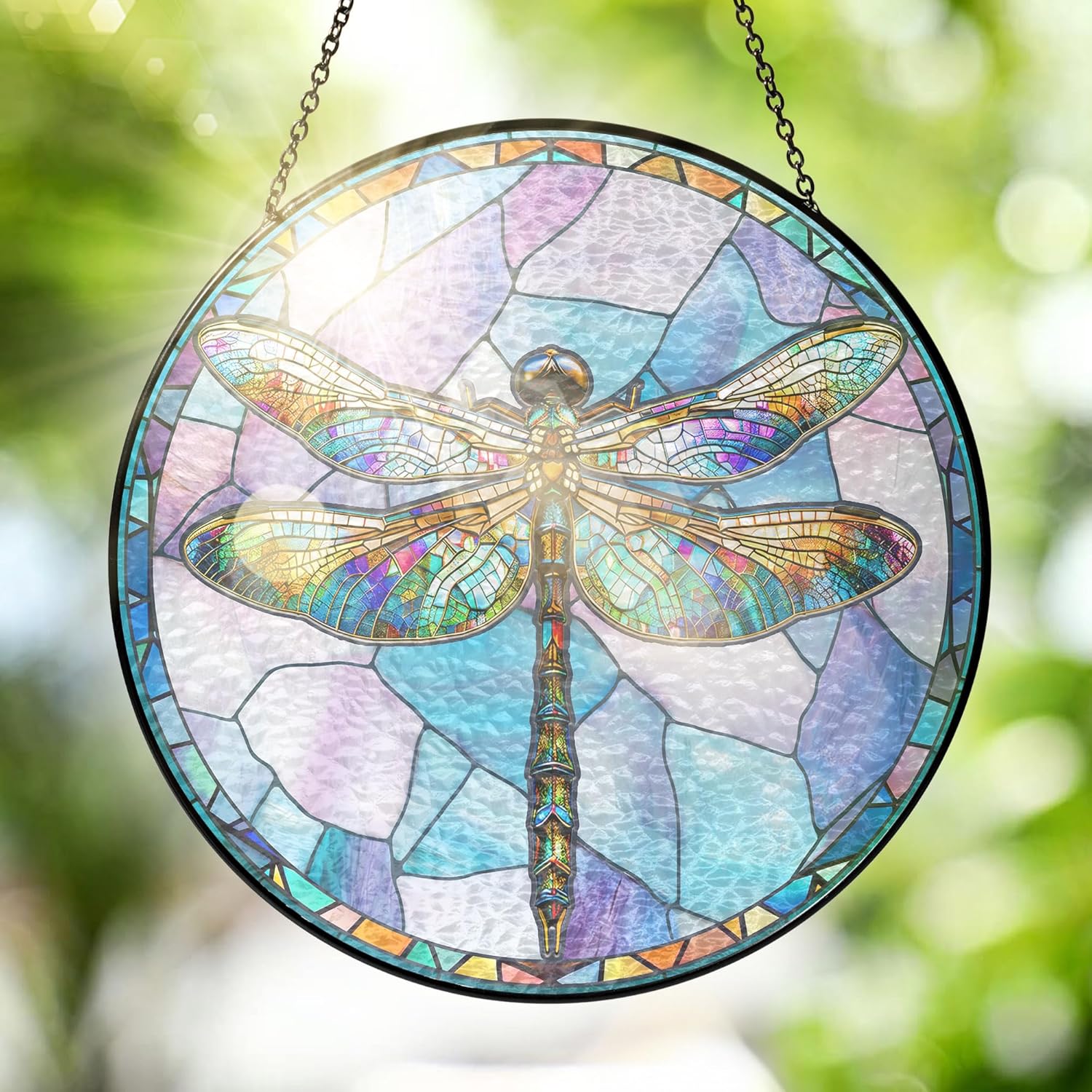 Dragonfly Gifts for Women Men - Stained Glass Window Hanging