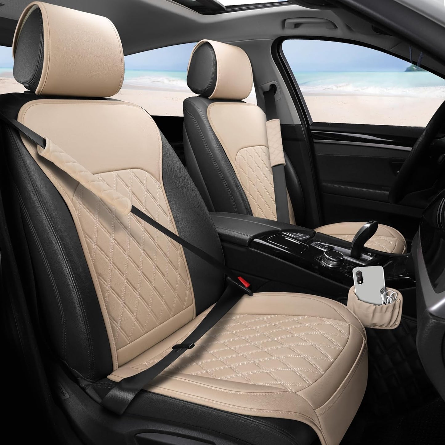 Sanwom Front Car Seat Covers - Waterproof Leather Seat Covers