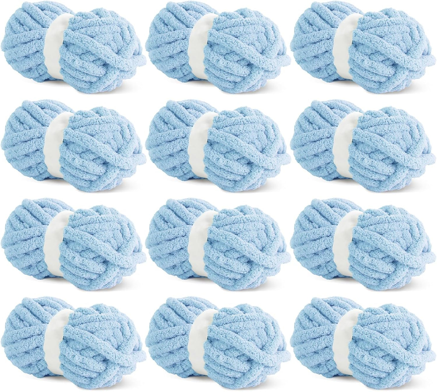 HOMBYS Sky Blue Chunky Chenille Yarn for Cozy Knitting Projects