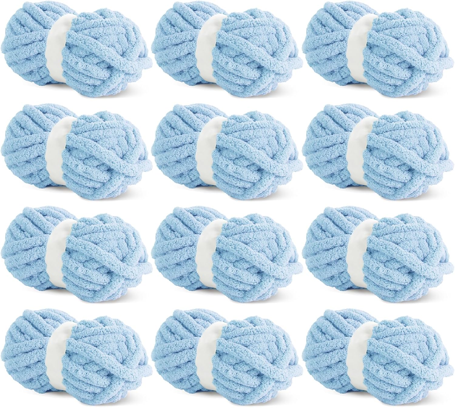 HOMBYS Sky Blue Chunky Chenille Yarn for Cozy Knitting Projects