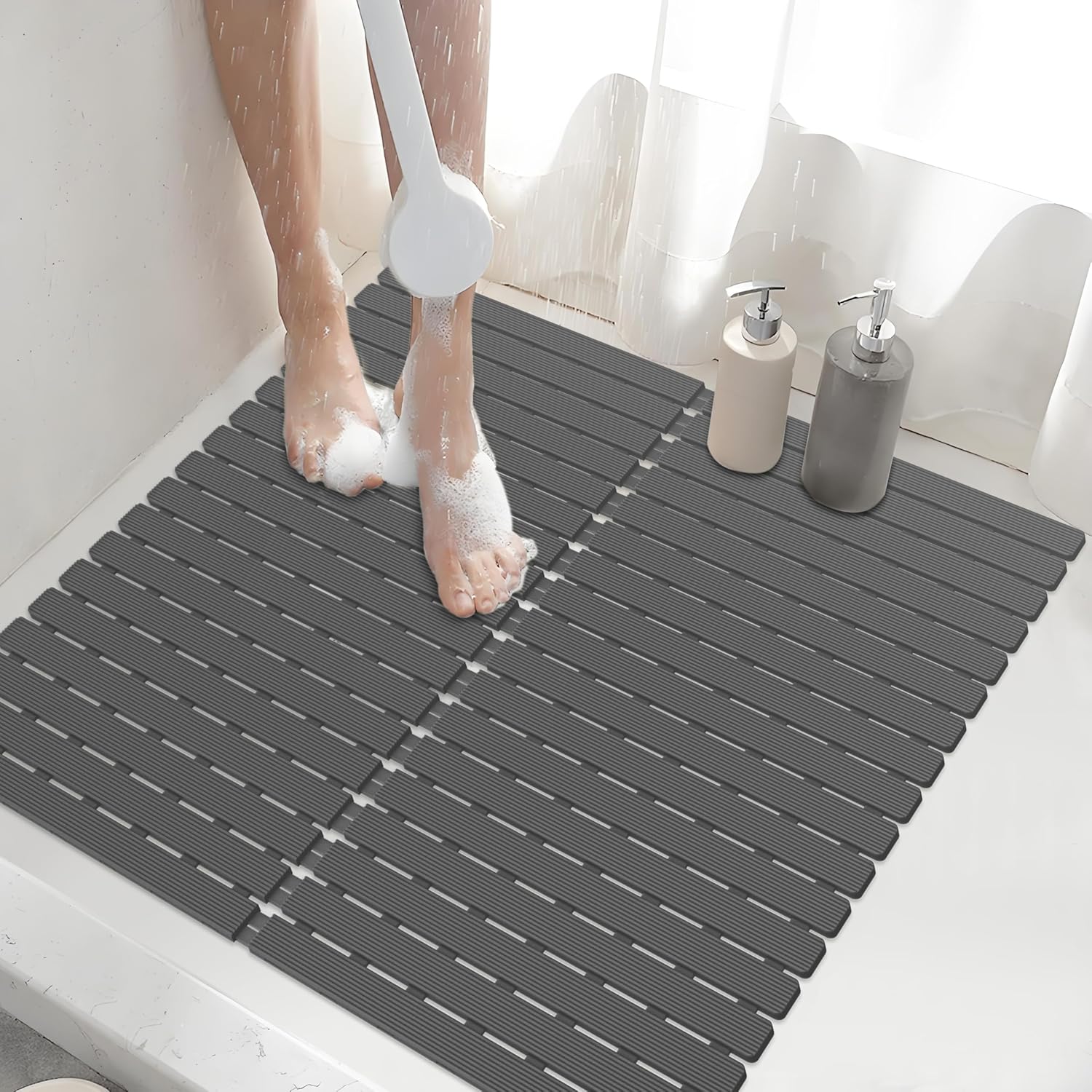 Non-Slip Shower Mat with 236 Suction Cups for Safe Bathing