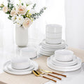 White Speckled Stoneware Dinnerware Set for 6 - 18 Piece Durable