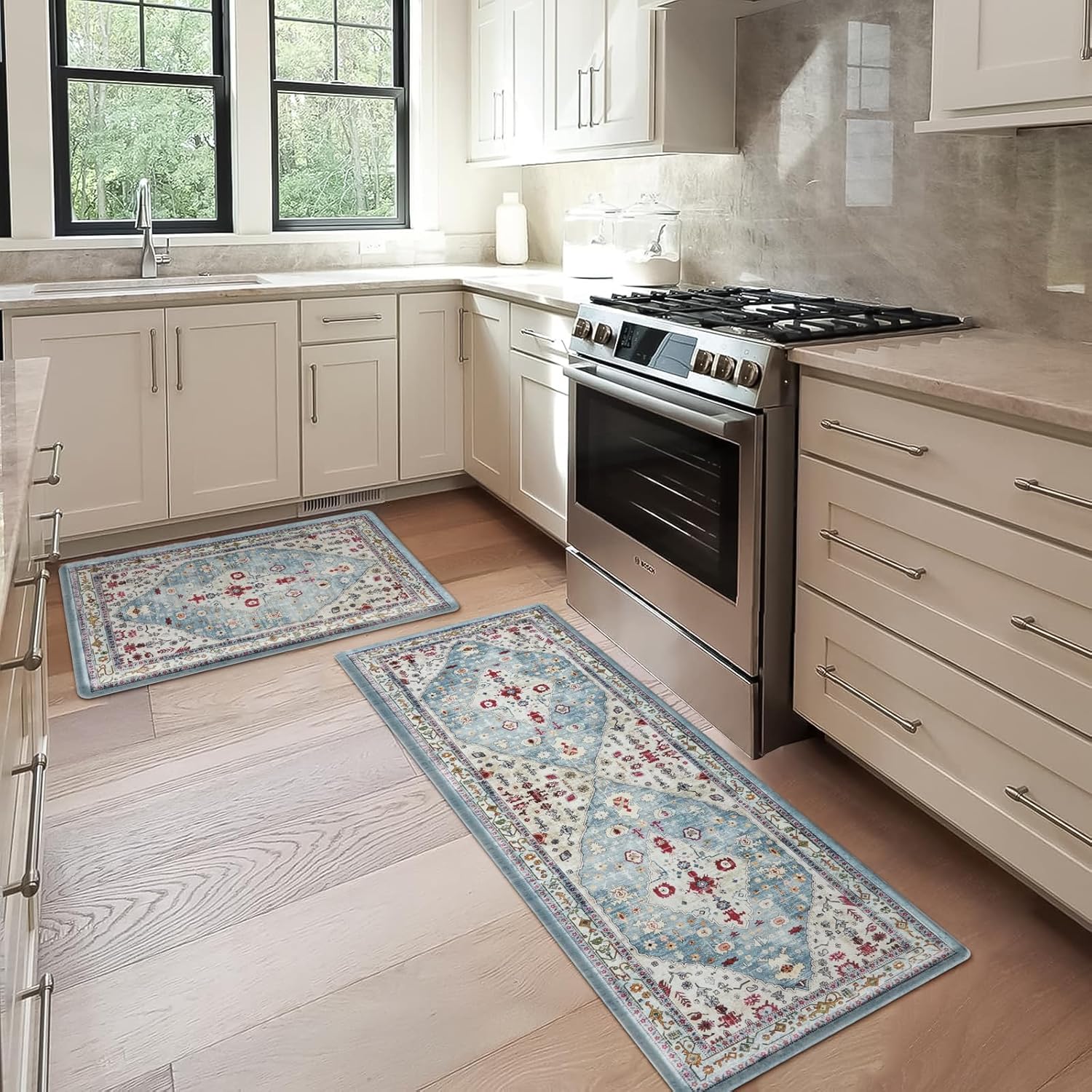 Collive Boho Kitchen Rugs and Mats Set for Comfort and Style