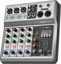 Aveek Professional Audio Mixer Sound Board - Compact 5-Channel Mixer