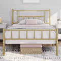 13 in Twin Metal Bed Frame with Headboard and Footboard - Antique Gold