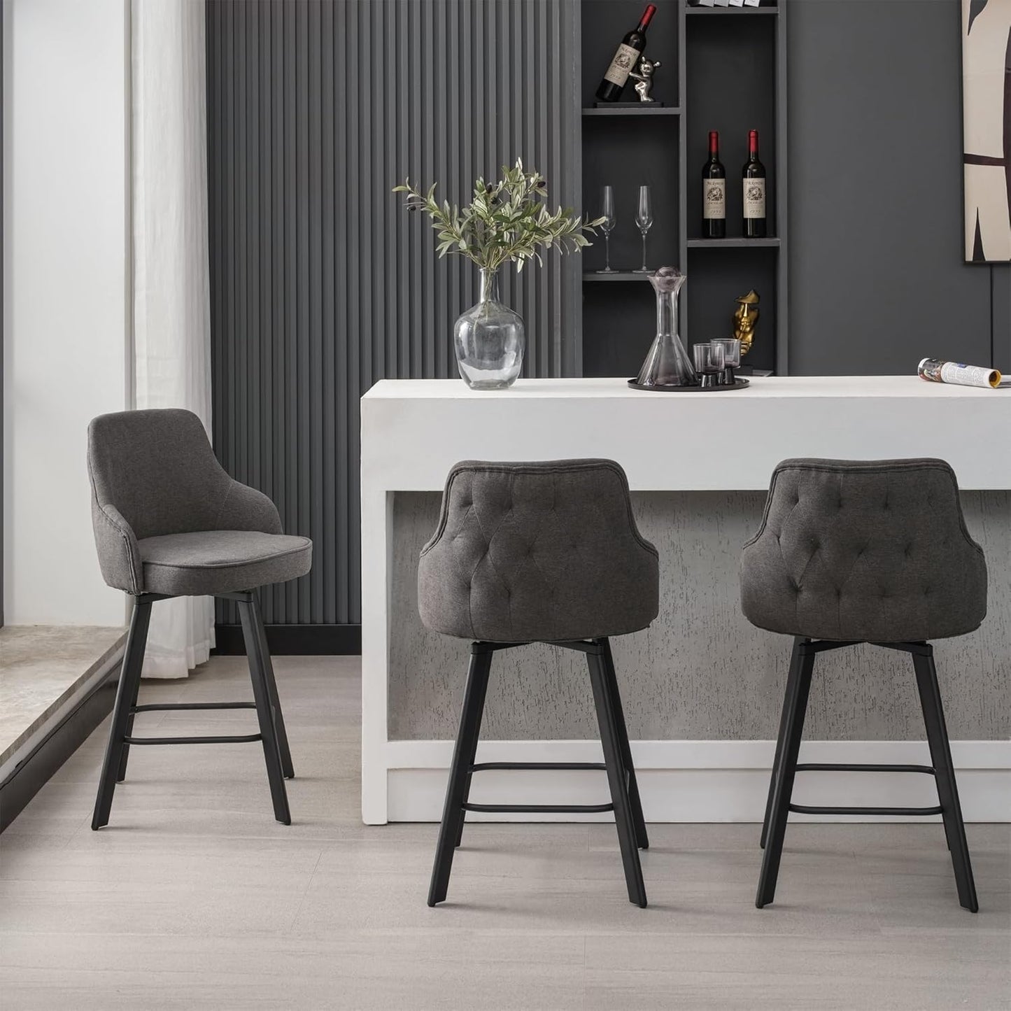 26 Inch Swivel Counter Height Bar Stools Set of 3 for Kitchen