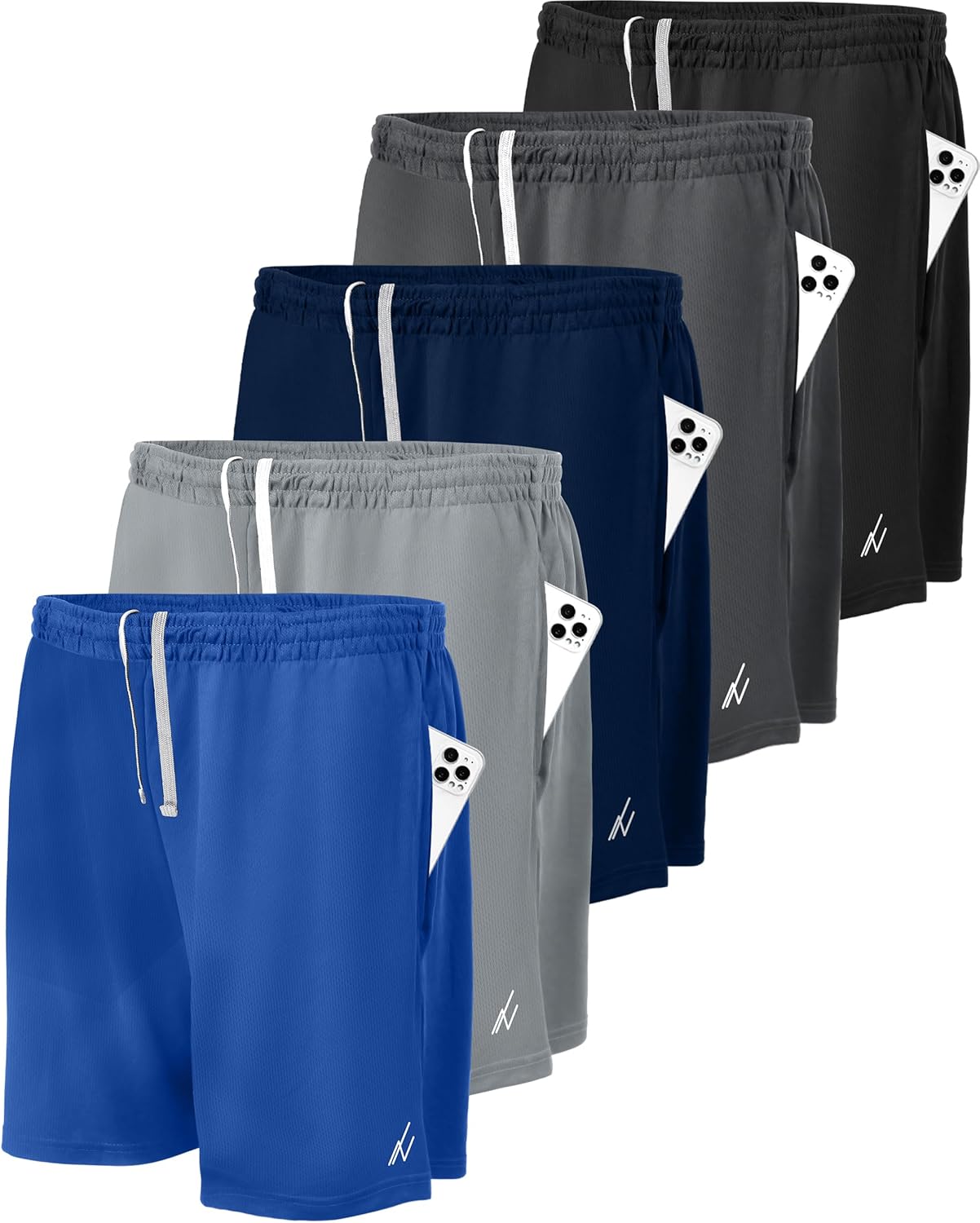 Men's Athletic Shorts 5 Pack Quick Dry Lightweight Running Gear